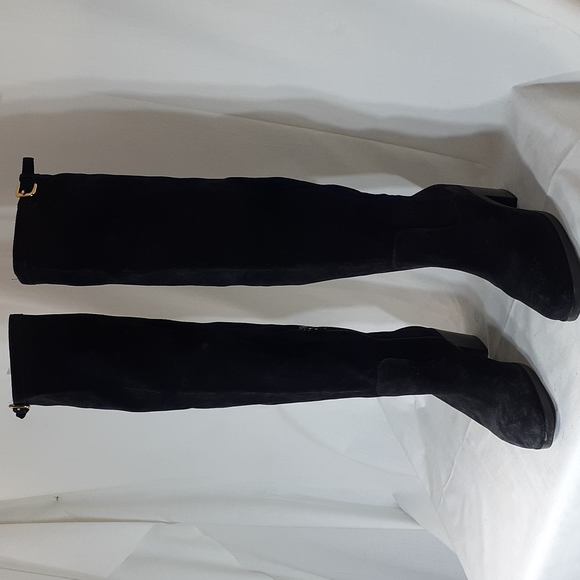 Prada black suede leather heeled boots size 37 size 7 - Picture 3 of 13